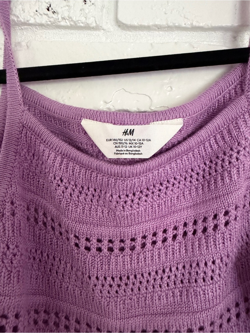 H&M Lilac Openwork Knit Tank Top